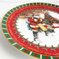 decorative santa claus christmas creative porcelain dish set red green vaisselle house dinner plate ceramics