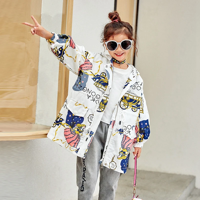 Ветровка для девочек детское пальто корейские куртки толстовки подростков