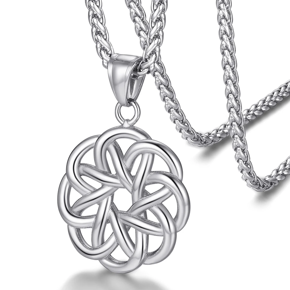 

Celtic Knot Pendant Necklace for Ladies Gentlemen Stainless Steel/18k Gilded with 60cm Wheat Chain Religious Fashion Jewelry