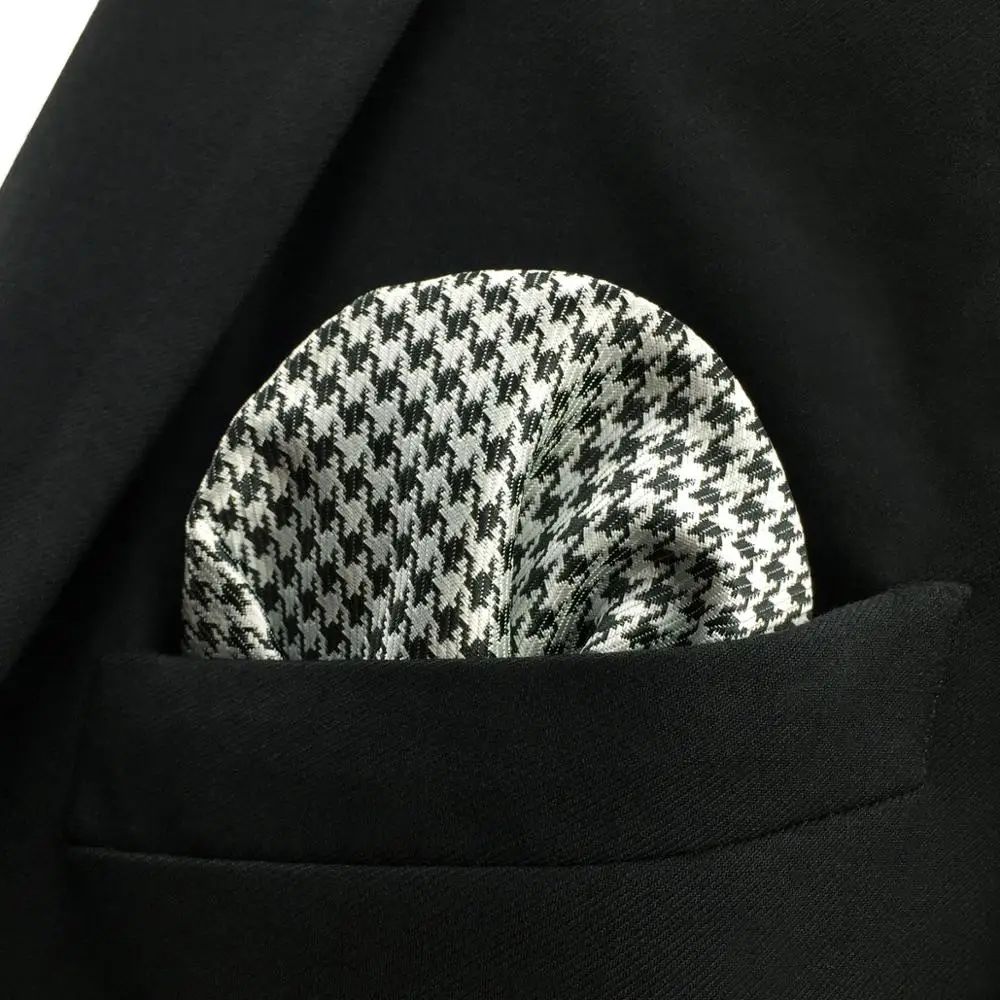 JH20 клетчатый узор белый черный Hanky Acceossories мужской Карманный квадратный Модный