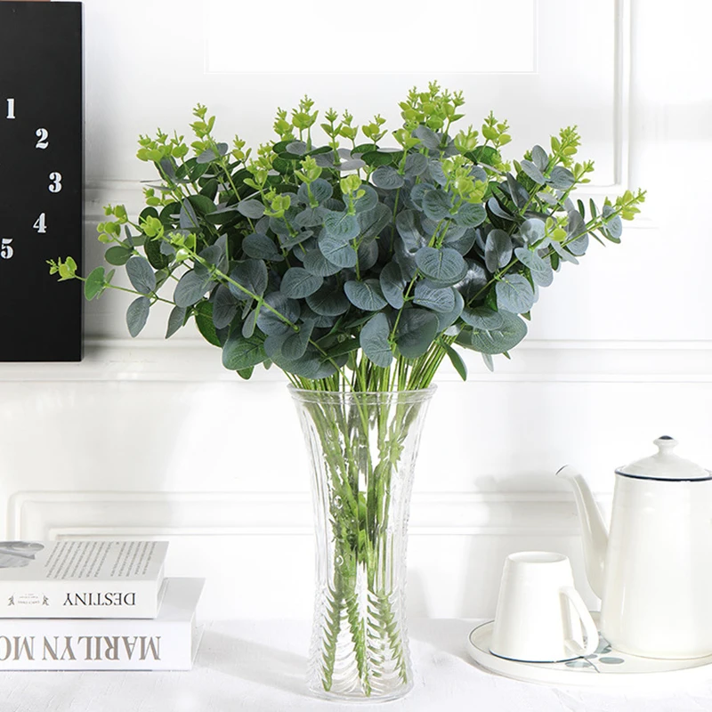 16 головок зеленый эвкалипт искусственные растения листья стены украшения для