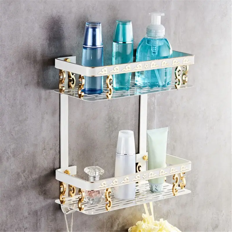 

Bathroom Shelf Antique Aluminum Double Layer Bathroom Corner Shelf Bathroom