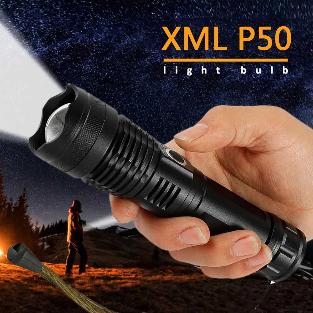 

Новинка Ультраяркий фонарик XHP50 зум светодиодный фонарь или 18650 USB Перезаряжаемый Аккумулятор уличный фонарь для кемпинга фонарик