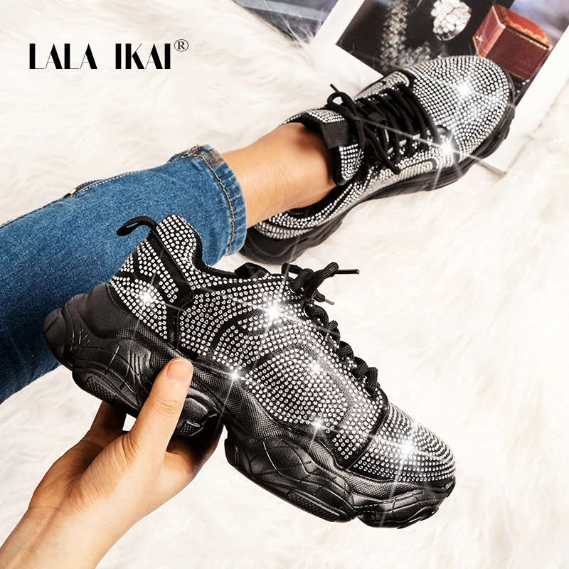 Женские кроссовки с дышащей сеткой LALA IKAI черные сетчатые вулканизированной