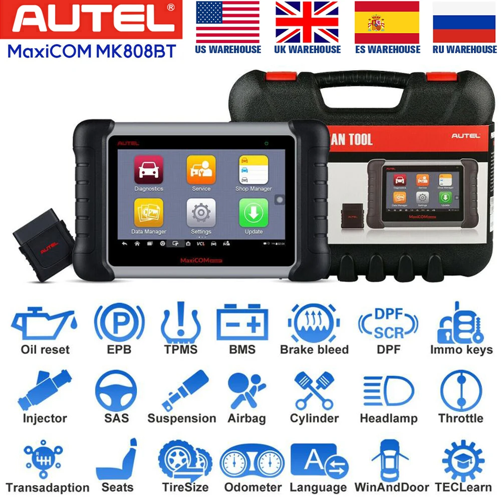 Autel MaxiCOM MK808BT диагностический сканер с полной диагностикой системы OBD2 EScaner TPMS