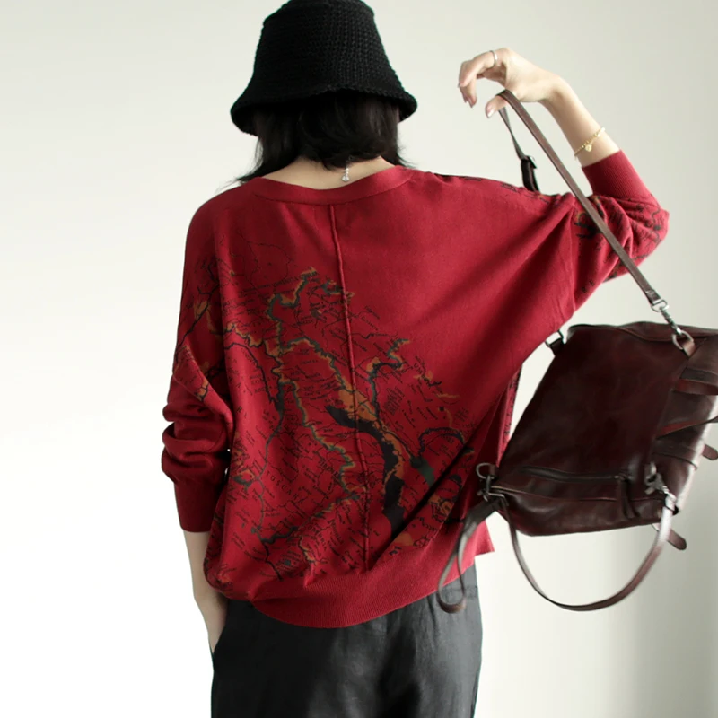 Women Sweater Autumn Winter Knitting Fashion jackets 2019 New Female Tops Cardigan Long-sleeved Loose Print Coat |