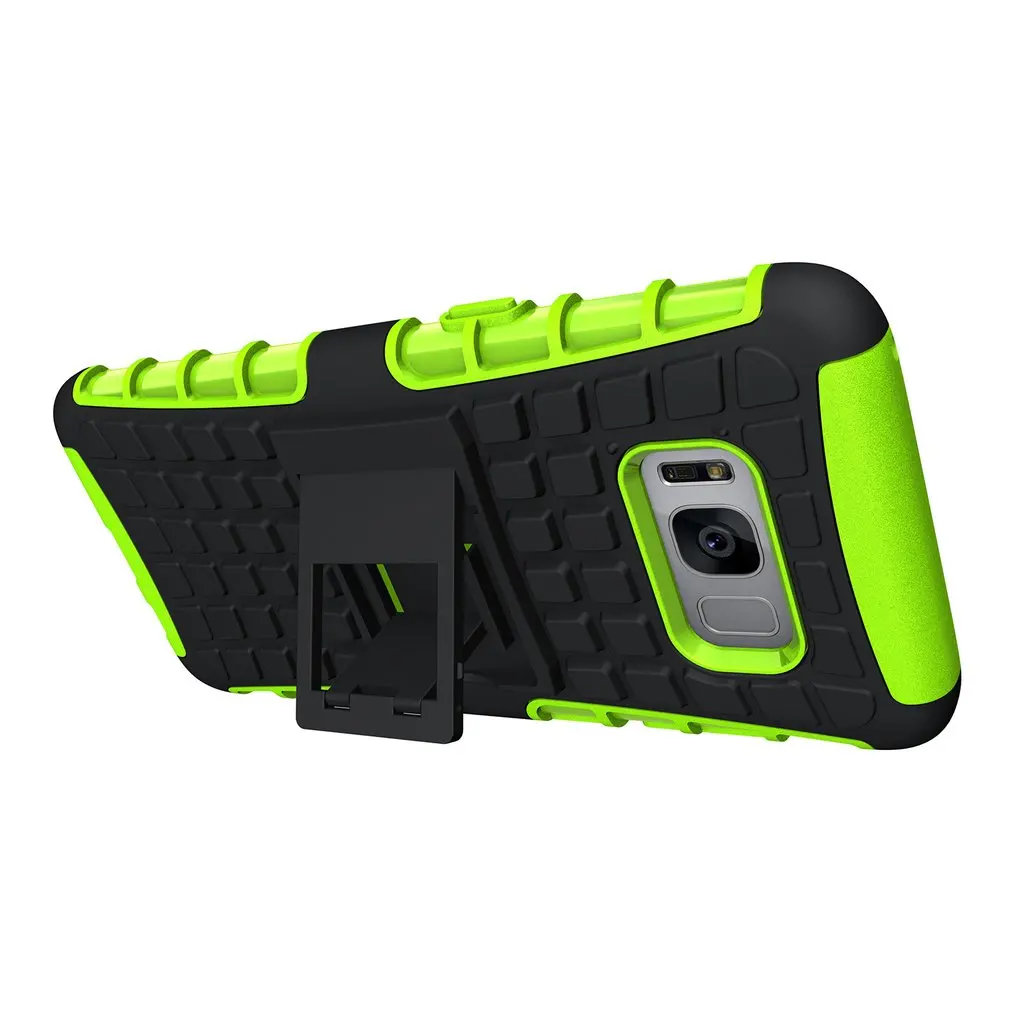 2017 PC&ampTPU phone shell Tire Pattern Resistant Mobile Phone Case Shockproof Dual Layer Cover With Stand For Samsung S8 cases |