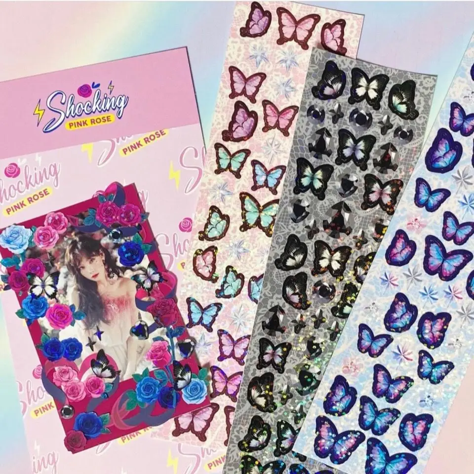 Красочные лазерные наклейки бабочки Скрапбукинг ручная учетная запись журнал