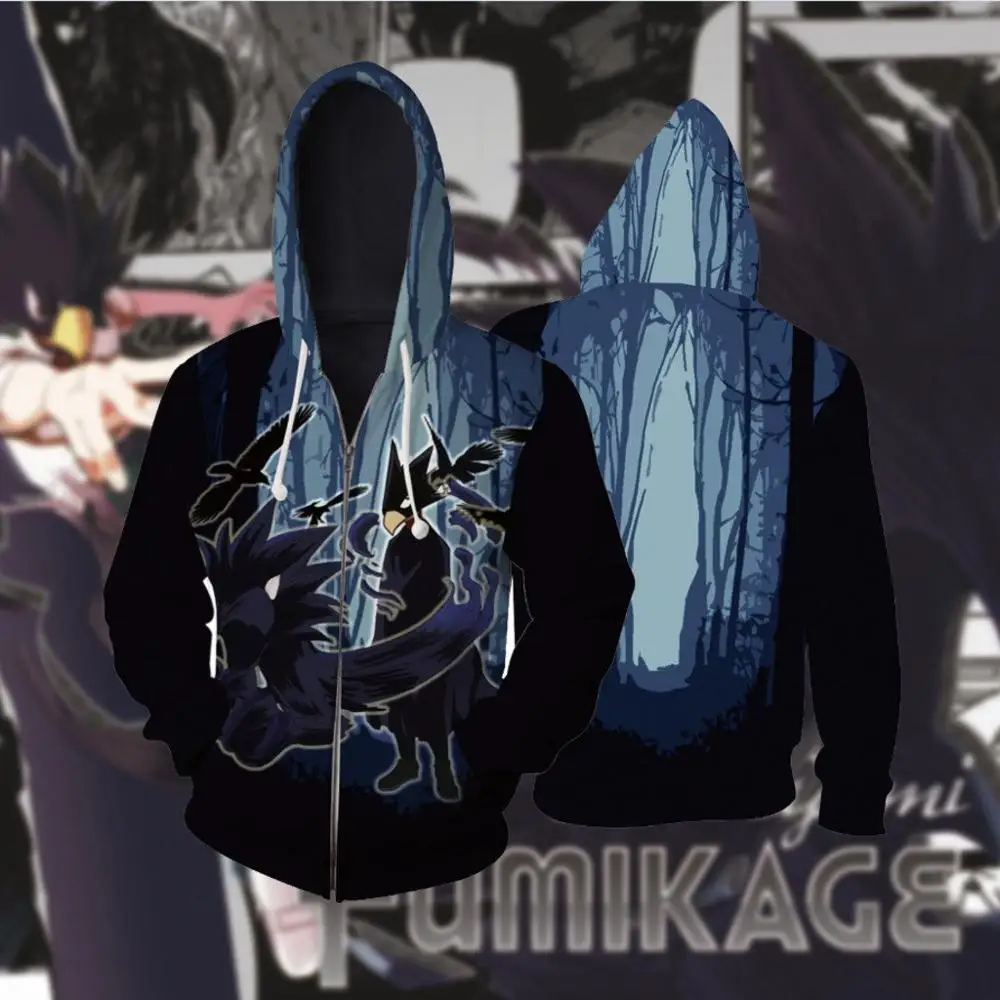 

Новинка толстовки с капюшоном «Моя геройская Академия» Tokoyami Fumikage куртки для косплея с 3D принтом «Моя геройская Академия» толстовки с капюш...