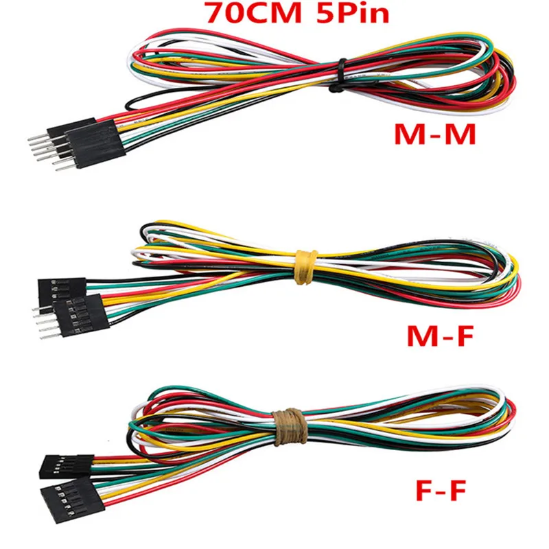 10 шт./лот 5pin 70 см джампер провода AWG24 M-M Женский-женский кабель DuPont макетная плата