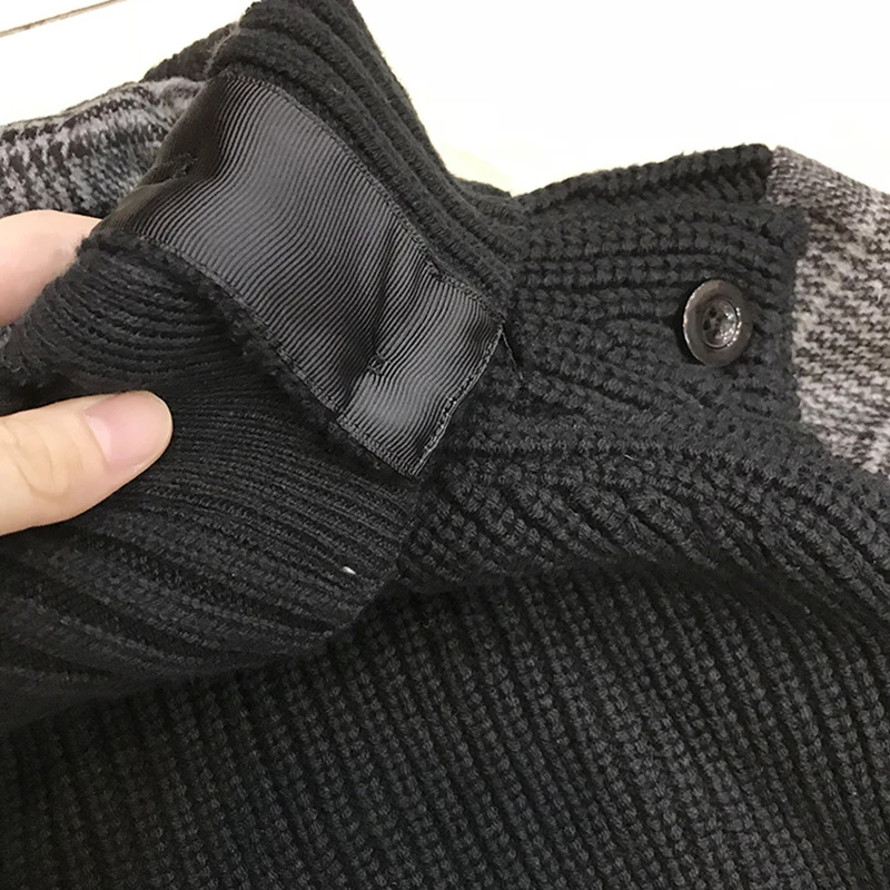 TWOTWINSTYLE вязаный лоскутный клетчатый женский свитер водолазка с длинным рукавом