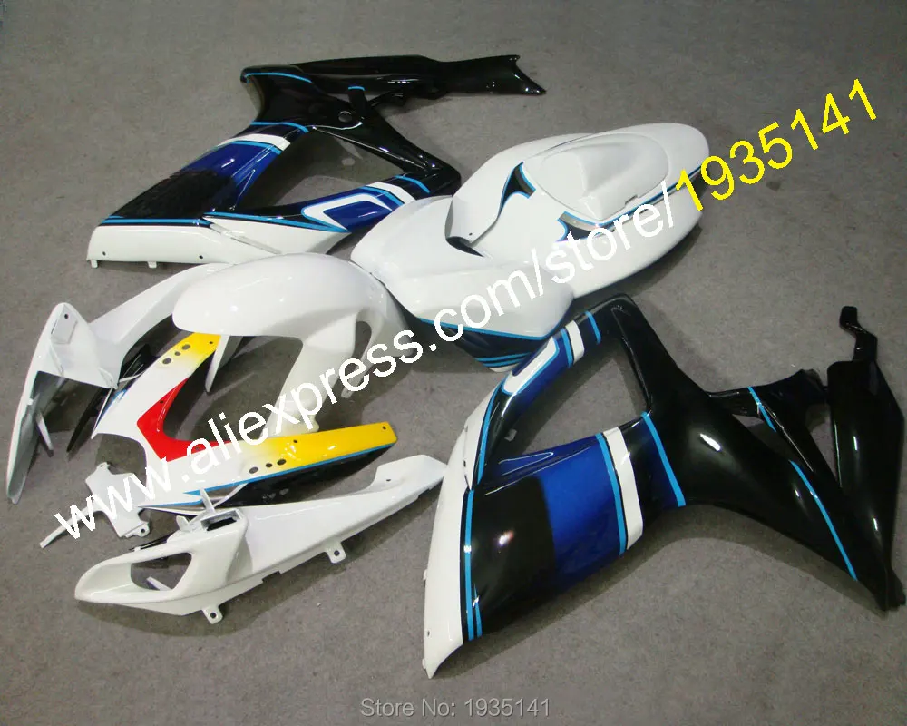 

For Suzuki GSXR600 GSXR750 K6 2006 2007 GSX-R600 GSX-R750 06 07 White Blue Sportbike Fairing Kit (Injection molding)
