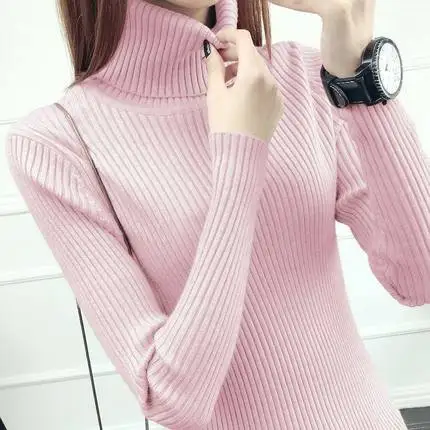 Женский вязаный свитер с высоким воротником зимний джемпер оверсайз для женщин и