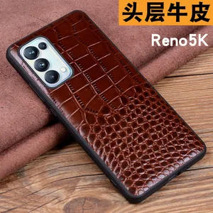 2021 new luxury genuine leather phone case for oppo reno5 k reno 5k crocodile grain luxury cover free global shipping