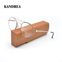kandrea 2021 new vintage round women glasses unisex metal frame clear lens myopia optical men eyewear oversize design eyeglasses