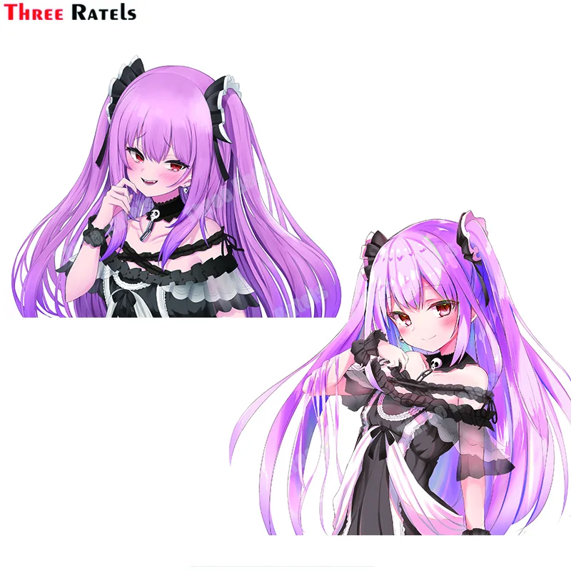 

Автомобильная наклейка Three Ratels A500 Uruha rusha Hololive для Tesla, виниловая Водонепроницаемая наклейка, персонализированные автомобильные аксессуары