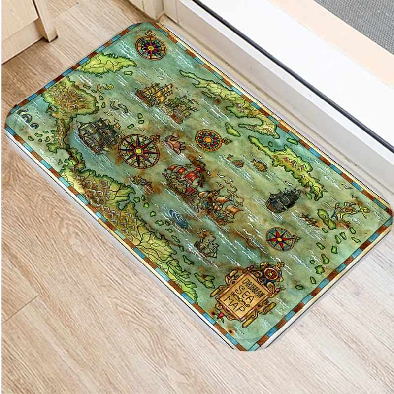 Винтажный коврик для ванной в стиле ретро с навигацией по карте кухонный ковер