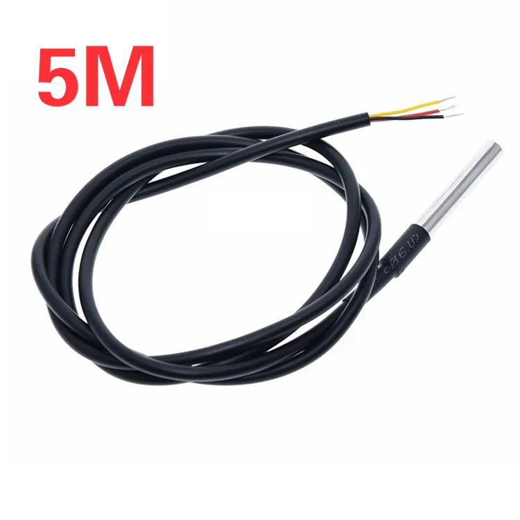 

DS1820 Stainless Steel Package Waterproof 5M DS18b20 Temperature Probe Temperature Sensor 18B20 for Arduino