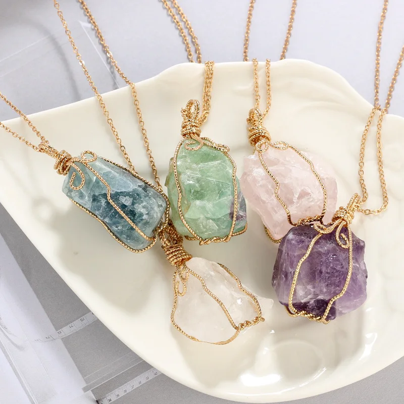 Радужный кулон из натурального камня ожерелье Мода Кристалл Чакра с камнями