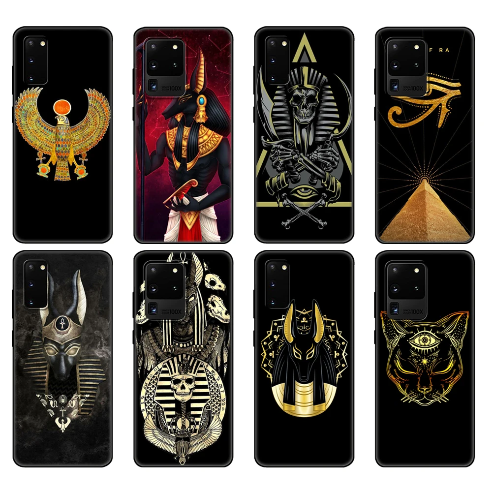 

Black tpu Case For Samsung galaxy S20 /S20 PLUS/S20 ultra/S20+ /S20FE back cover Egypt Nefertiti Anubis