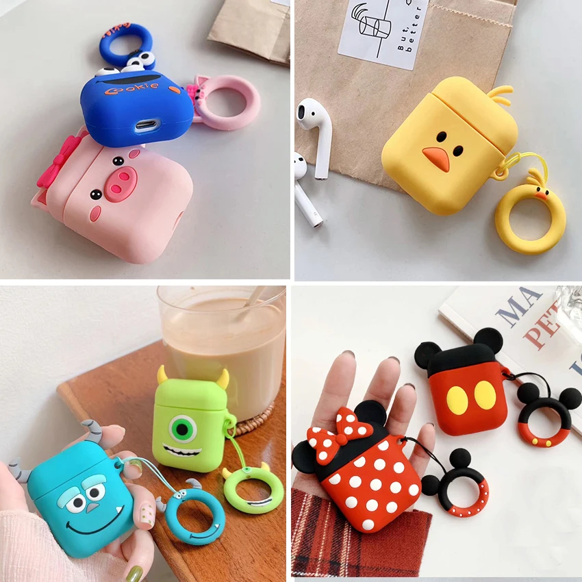 Чехол для airpods с милым котом из мультфильма, защитный чехол с милым ремешком, силиконовый чехол для air pods 2, беспроводной чехол для наушников