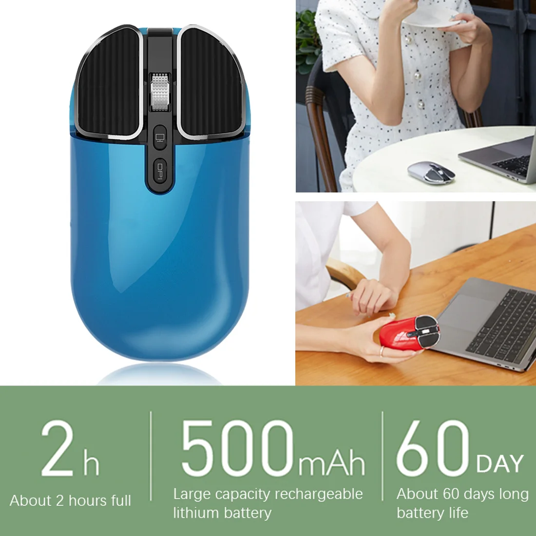 

Bluetooth 5.1+2.4G Wireless Dual Mode Rechargeable Mouse Optical USB Gaming Computer Charing Mause PC Mouse for Mac Ipad Android