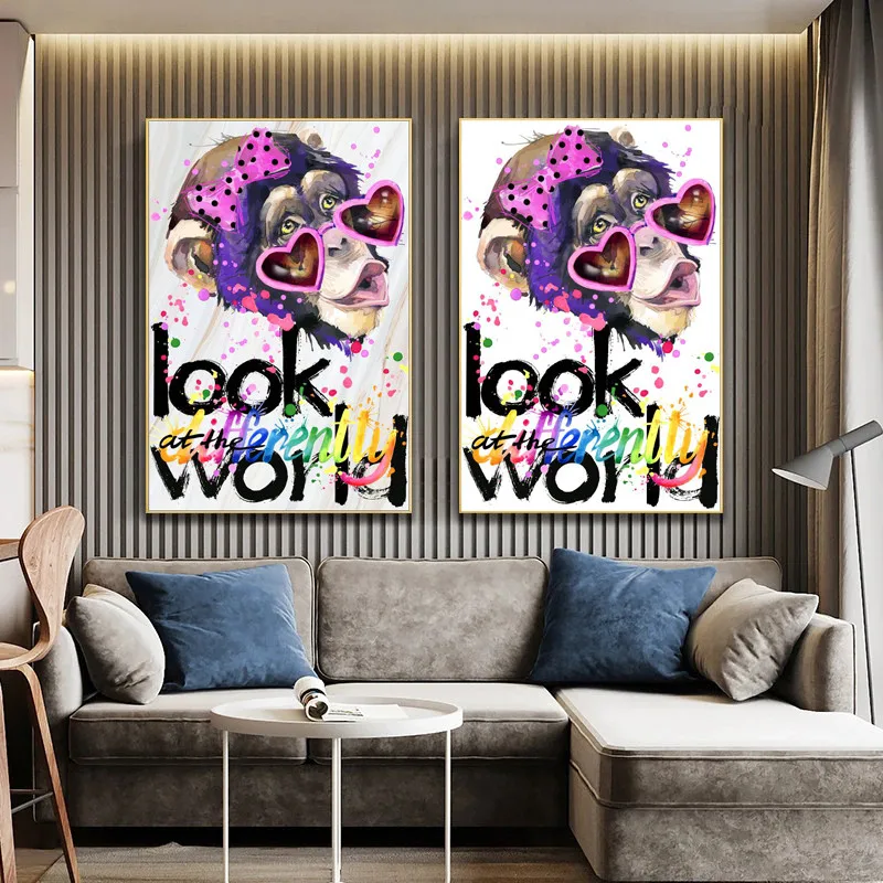 

Animal Graffiti Art Monkeys Oil Painting On Canvas Wall Art Posters Prints Wall Pictures for Living Room Wall Cuadros Home Decor