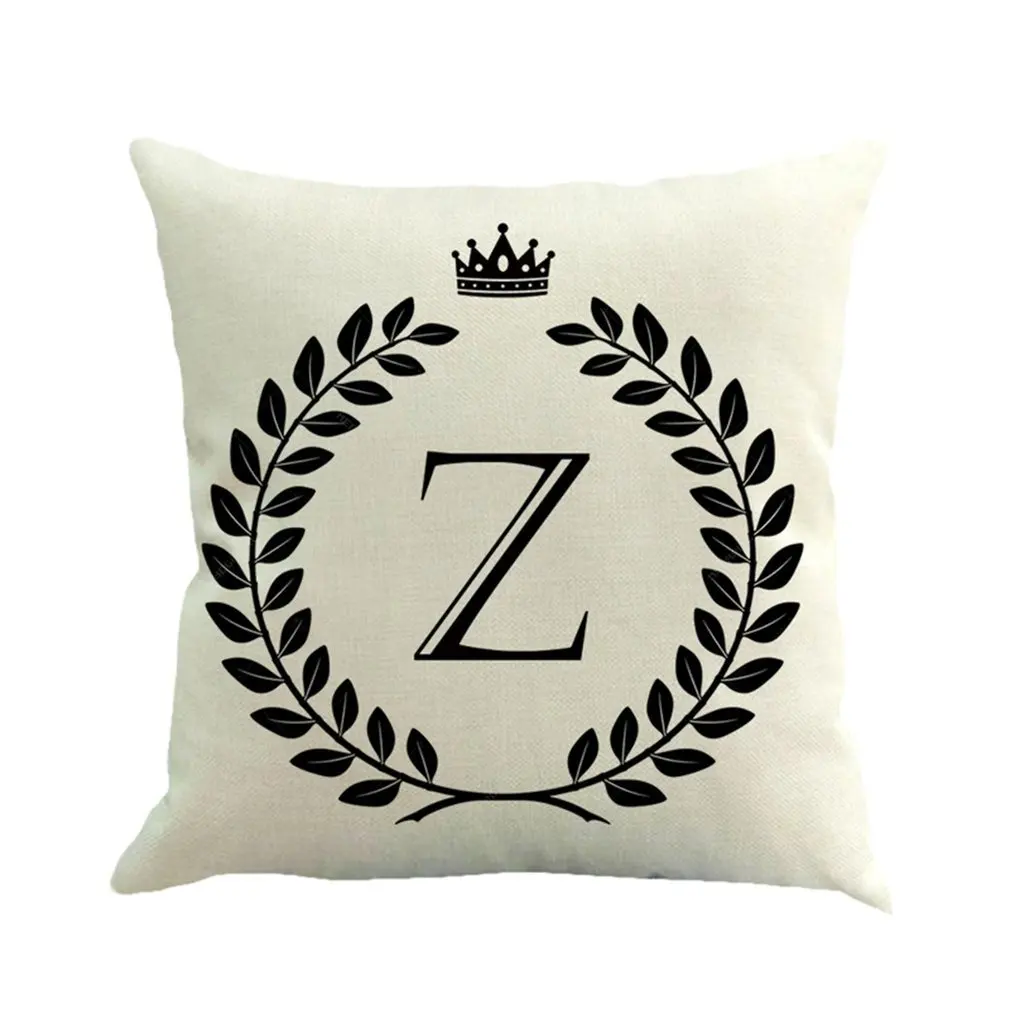 

Unique Crown Letter Alphabet Pattern Cotton Linen Cushion Cover Decorative 45X45cm Pillowcase Chair Pillow Cover