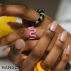Новые цветные металлические кольца на палец в форме S-образной капельной волны золотого цвета, модные вечерние ювелирные изделия в подарок для женщин и девушек HANGZHI 2021