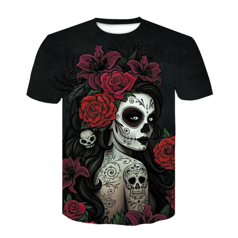 

2021 Summer New Clown 3D Printed Men's Horror Casual Men's Short-Sleeved T-Shirt Skull All-Match Top