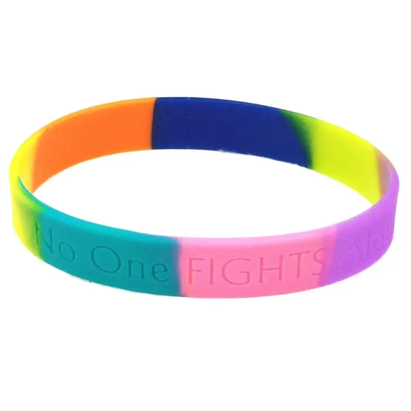 

L69F 18 Types Unisex Rainbow Letters Sports Wristband Six-Color Gay Lesbian Pride Silicone Rubber Wristlet Bracelet Party