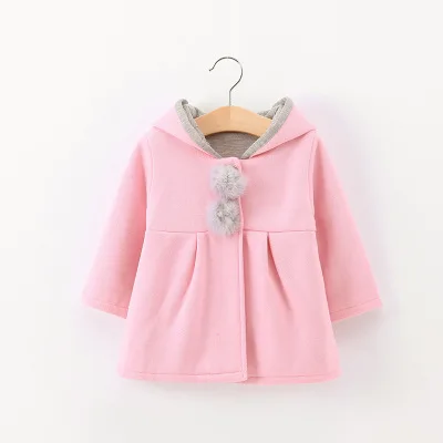 

Winter autumn baby girls coat Long sleeve 3D Rabbit ears fashion casual hoodies kids clothes clothing children Outerwear