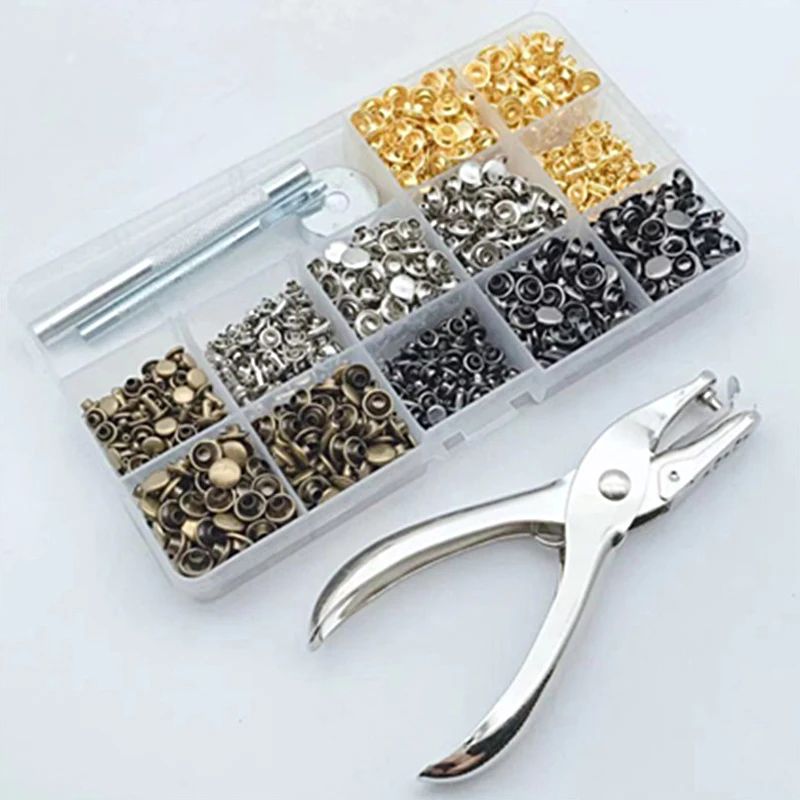 180 Sets Of 3 Sizes 4 Colors Double-sided Rivets + Installation Tools Leather Cap Hit Nail Sewing Clothes | Дом и сад