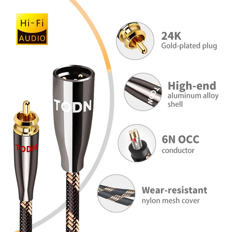 TODN HiFi кабель аудио XLR 6N OCC calble RCA к разъему 3 заказа | Электроника