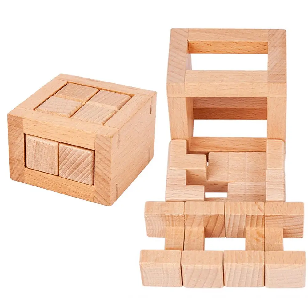 Rompecabezas de madera con cierre Luban, rompecabezas m&aacute;gico antiestr&eacute;s, hecho a mano juguete, regalo para ni&ntilde;os, juguete educativo, regalo de Navidad-0