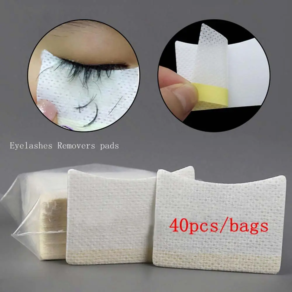

40 Pcs/Set Eyelash Extension Glue Remover Lint-Free Cotton Pads Lashes Grafting Non-woven Cleaning Wipes Makeup Tools