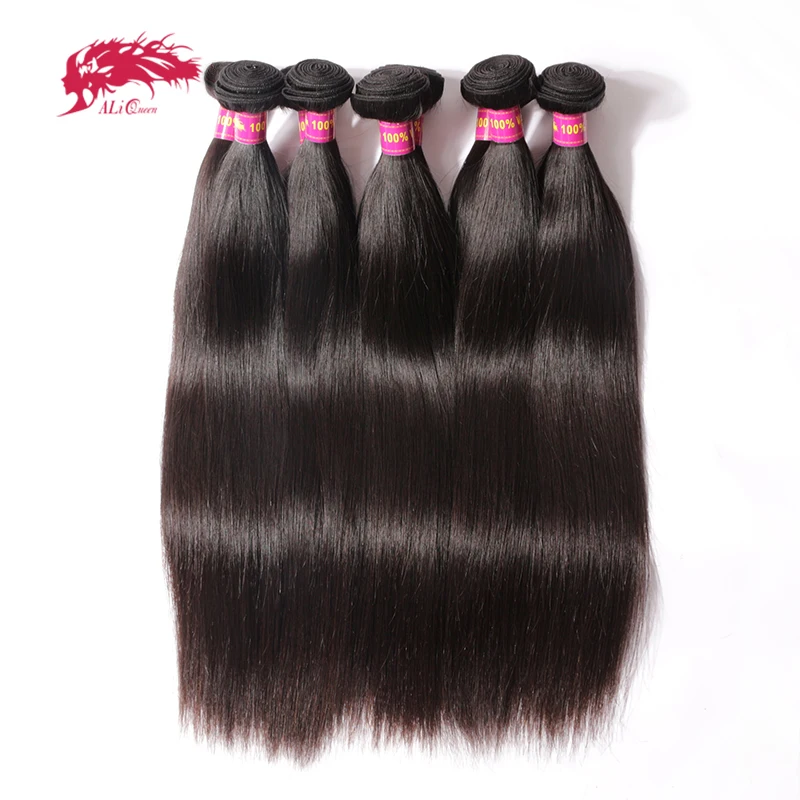 Ali queen hair, 10 шт./лот, малазийские волосы, волнистые пряди, прямые натуральные волосы, пряди, человеческие волосы, продукты