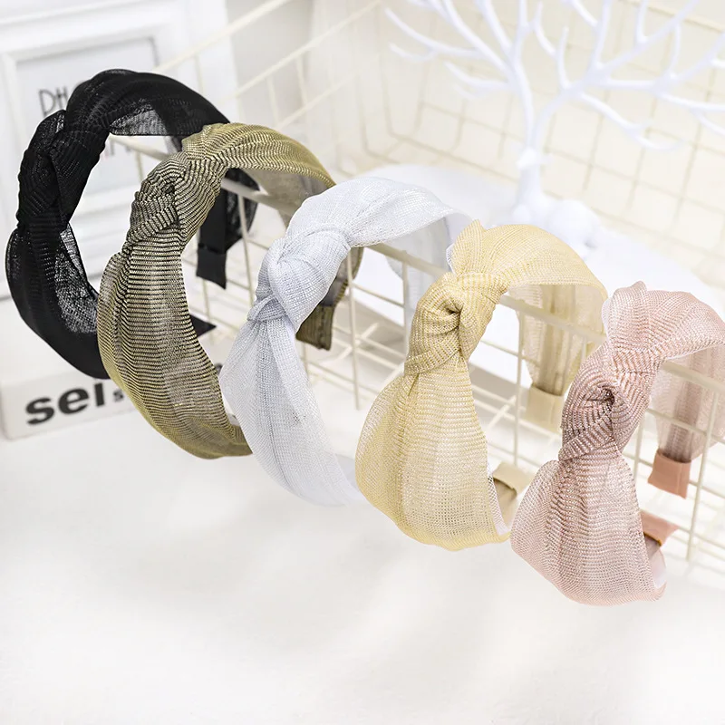 

3PCS Large Cross Knotted Clear Lace Women Headbands 6.0cm Summer Mesh Hairbands INS hot Hair Hoops