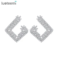 luoteemi fashion big size sparking cubic zirconia stud earring for women bridal wedding jewelry accessory wholesale dropshipping