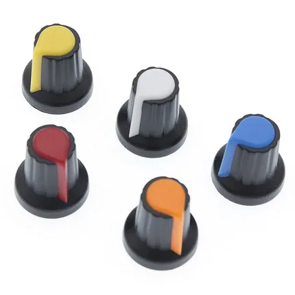 

25PCS/lot WH148 potentiometer knob cap(copper core) 15X17mm 6mm Shaft Hole AG2 Yellow Orange Blue Red 5colour*5PCS=25PCS