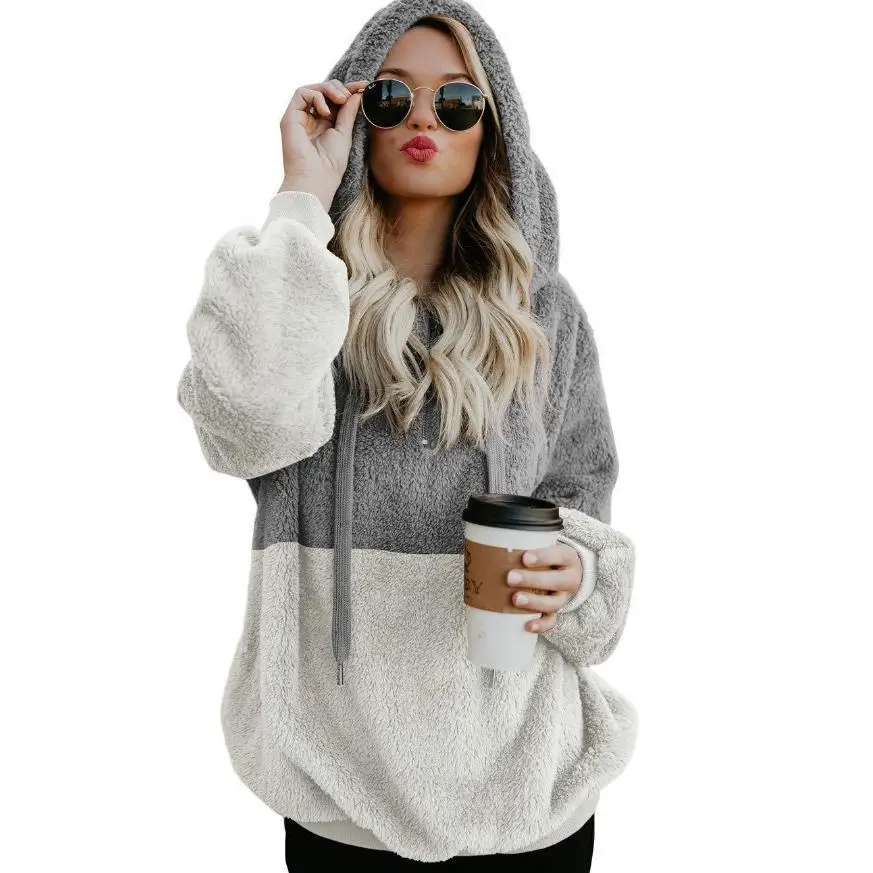 

Splicing Sweater Hooded Jacket Pullovers Loose Womens Clothing For Spring And Autumn Fashion Sweatshirts Tops