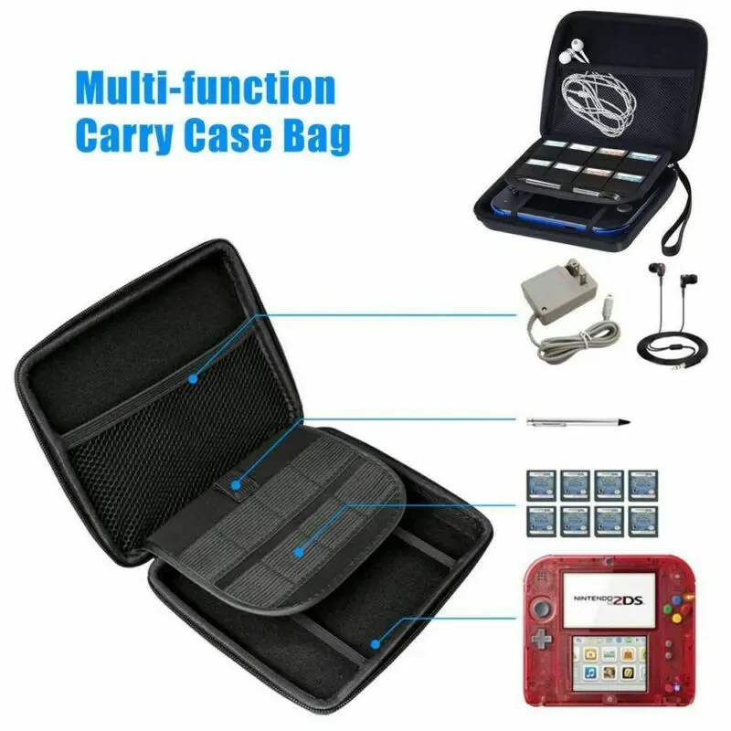 

Travel Portable Zip EVA Carry Case Game Card Storage Hard Shell Protective Bag For Nintendo 2DS