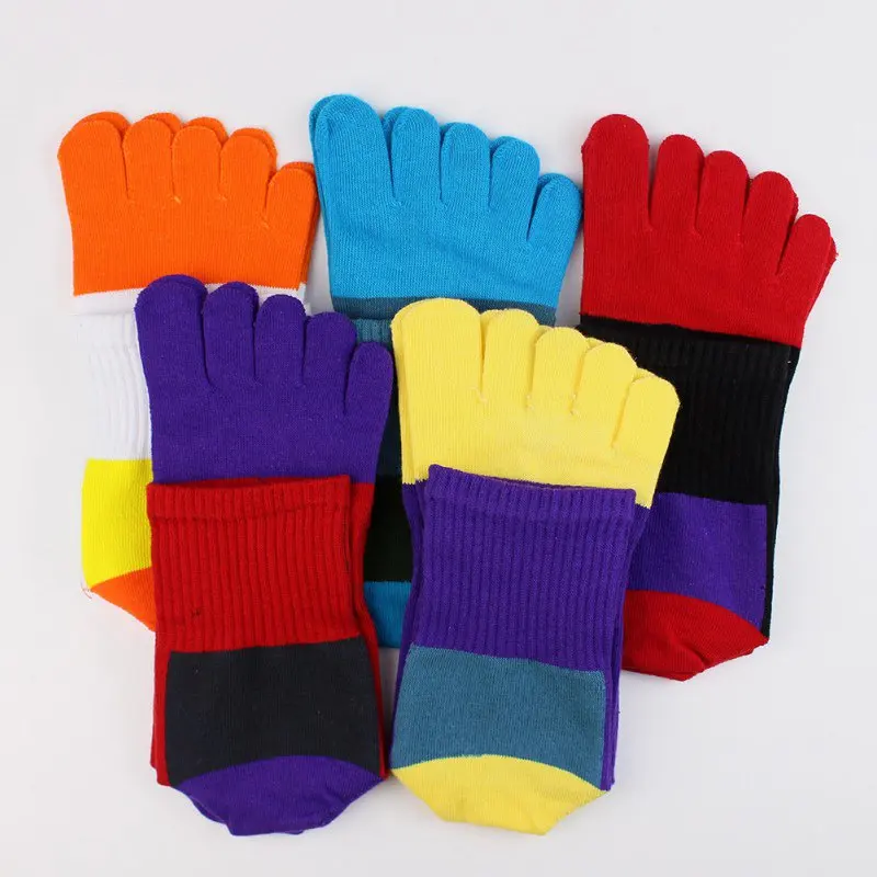 

2020 Fashion Fiber Socks Men Casual Colorful Shining Comfortable Breathable Crew Five Finger Absorb Sweat Breathable Socks