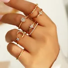 Набор перстней в богемном стиле для женщин, многослойные открытые геометрические кольца на палец, цвет золото и серебро, 6 шт.компл.