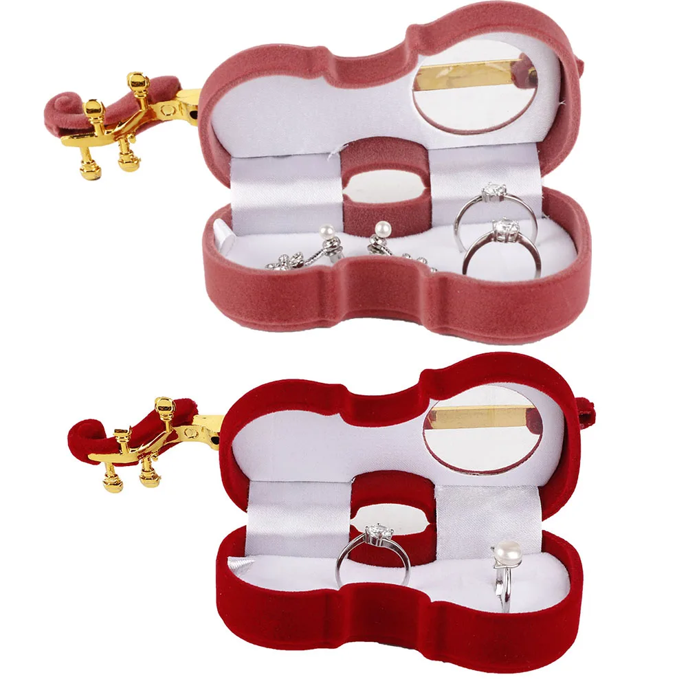 Бархатная Подарочная коробка для ювелирных изделий в форме скрипки свадебного