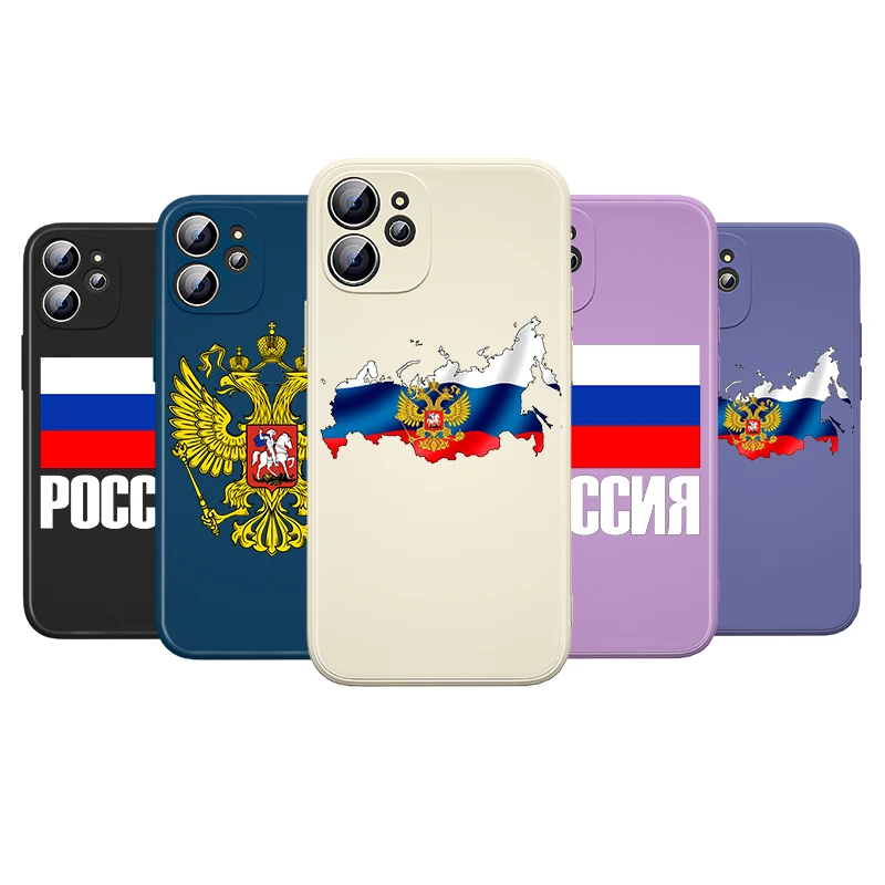 

Russian Flag Map For Apple iPhone 13 12 Mini 11 Pro XS MAX XR X 8 7 6S SE Plus Liquid Silicone Soft Phone Case