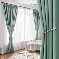 luxury curtains for living dining room bedroom simple solid color dark green purple pink curtains finished product customization