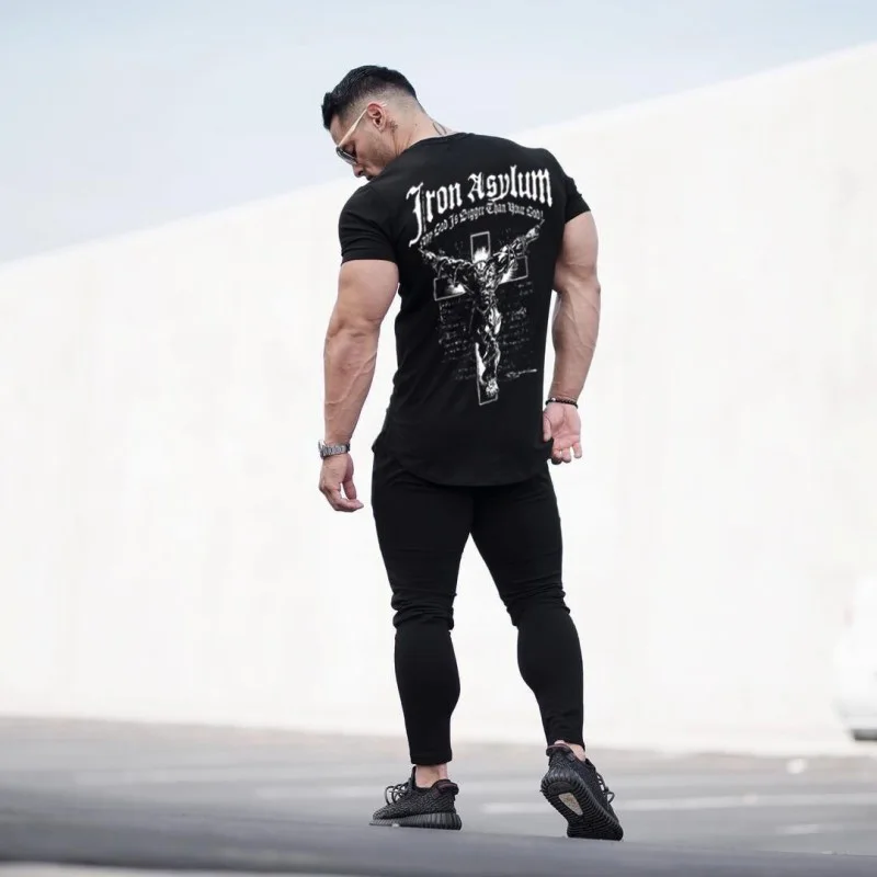 Новинка Мужская футболка с коротким рукавом для фитнеса бега компрессионная