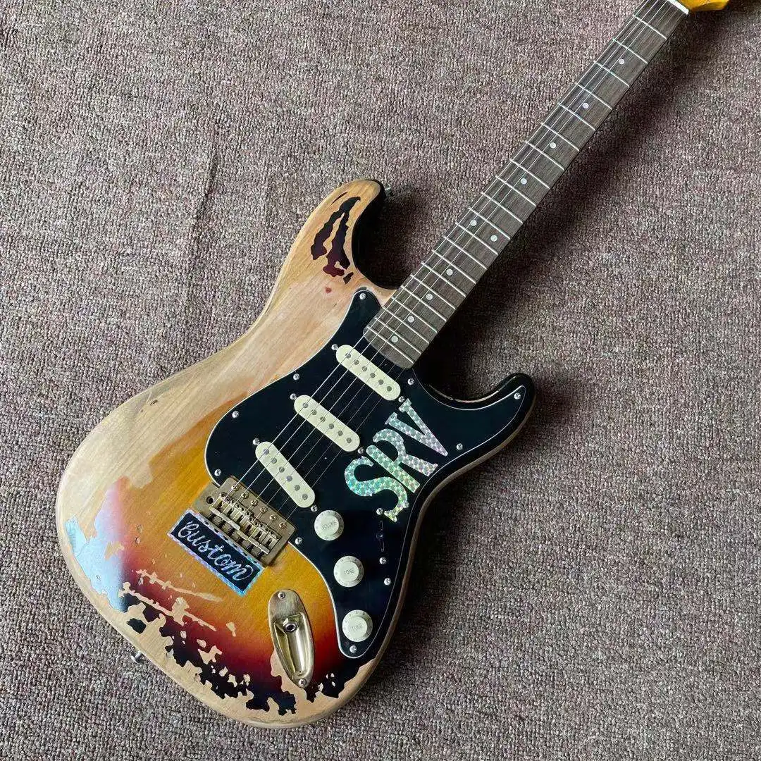 

Custom shop Electric Guitar with Relics SRV High quality pickups Handmade 6 stings guitarra Rosewood fingerboard