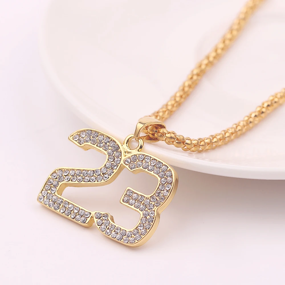 Баскетбольная Легенда номер 23 кулон ожерелье блестящие стразы Блестящий Золотой